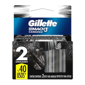 Carga Para Aparelho de Barbear Gillette Mach3 Carbono 2 Unidades