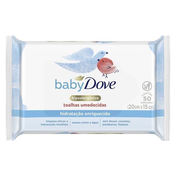 Lenços Umedecidos Baby Dove Hidratação Enriquecida 50 Unidades
