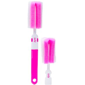 Escova de Limpeza Para Mamadeira Lolly Esponja Rosa