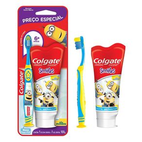 Kit Escova Dental Colgate Smiles Minions + Creme Dental Infantil Minions 100ml