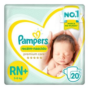 Fraldas Pampers Recém Nascido Premium Care RN+ 20 Unidades