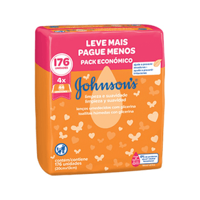 Lenços Umedecidos Johnson's Baby Limpeza e Suavidade 176 Unidades