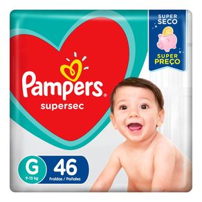 Fraldas Pampers Supersec G Embalagem Econômica 46 Unidades