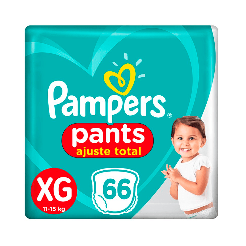 Fraldas Pampers Pants Ajuste Total XG Embalagem Econômica 66 Unidades