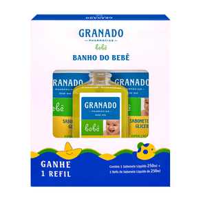 Kit Banho do Bebê Granado com 1 Sabonete Líquido 250ml + 2 Refis de 250ml Cada