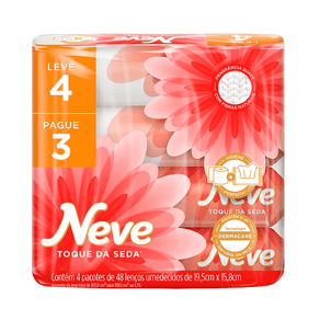 Lenços Umedecidos Neve Toque da Seda 4 Pacotes 48 Unidades Cada