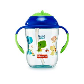 Copo De Treinamento Fisher Price Canudo Azul Blueberry 270ml