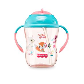 Copo De Treinamento Fisher Price Canudo Rosa 270ml