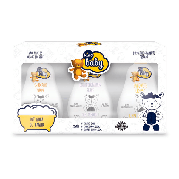 Kit Hora do Banho Kind Baby Shampoo 200ml + Condicionador 200ml + Sabonete Líquido 200ml