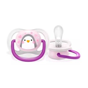 Chupeta Ultra Air Philips Avent 0-6 Meses Pinguim Rosa 1 Unidade