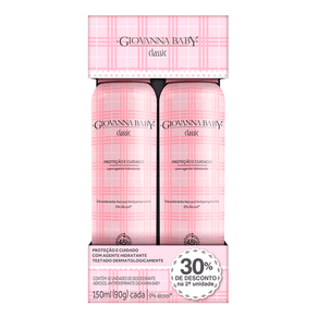 Kit Desodorante Antitranspirante Aerosol Giovanna Baby Classic 2 Unidades 150ml