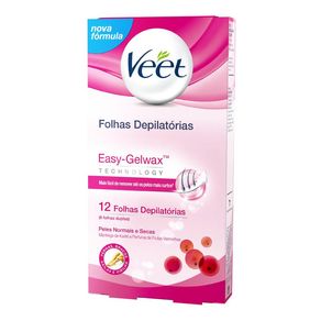 Folha Depilatória Corporal Cera Fria Veet Pele Normal e Seca 12 Folhas