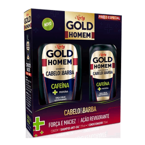 Kit Shampoo Niely Gold Homem Cabelo e Barba 275ml + Condicionador Cabelo e Barba 175ml