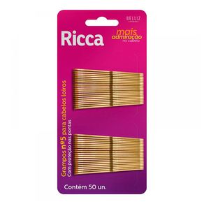 Grampos Para Cabelos Loiros Ricca N°5 50 Unidades