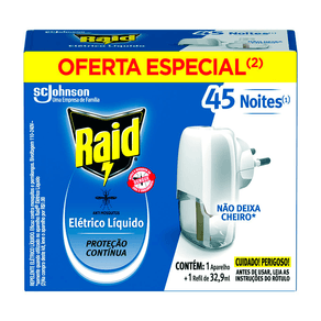Raid Elétrico Líquido 45 Noites + Refil 32,9ml