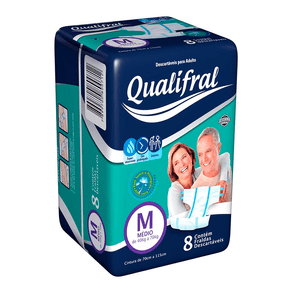 Fraldas Descartáveis Geriátrica Qualifral M 8 Unidades