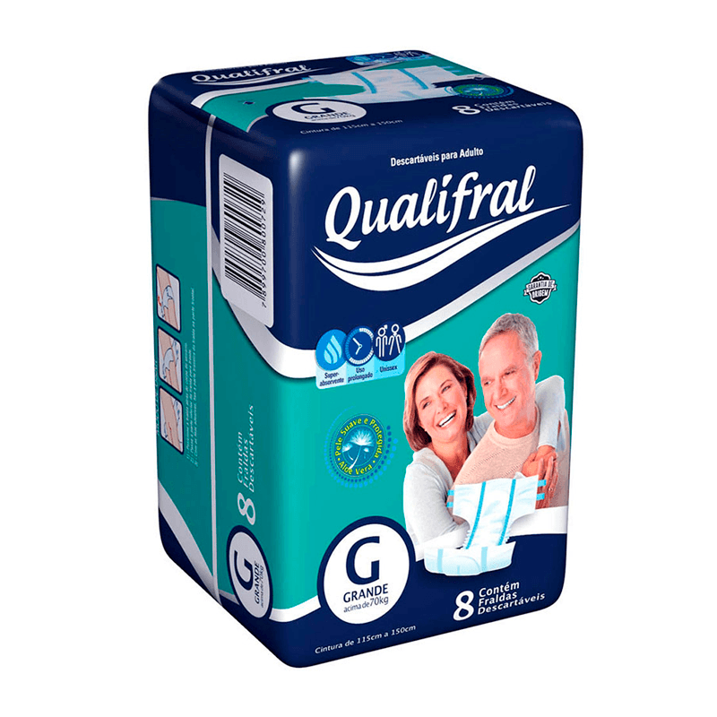 Fraldas Descartáveis Geriátrica Qualifral G 8 Unidades