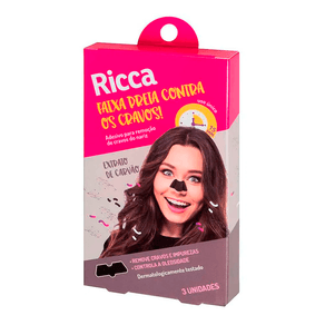Adesivo para Remoção de Cravos Ricca Extrato de Carvão 3 Unidades
