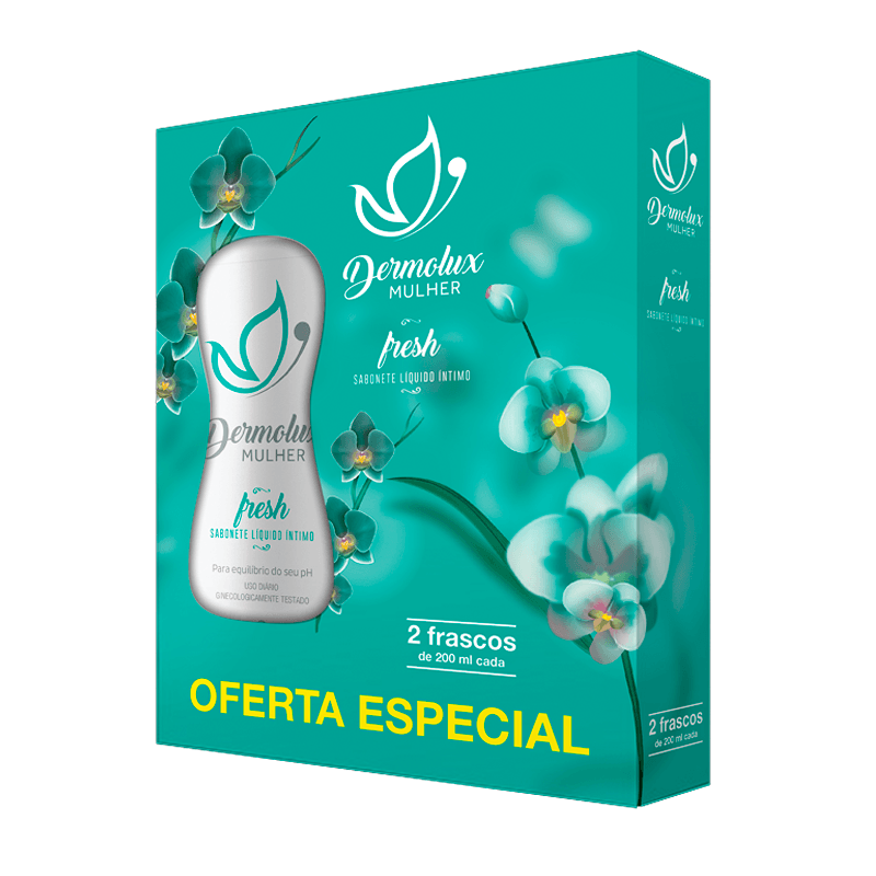 Kit Sabonete Líquido Íntimo Dermolux Mulher Fresh 2 Unidades 200ml