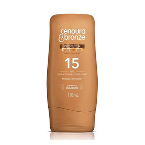 Protetor Solar Com Cor Cenoura e Bronze FPS15 Efeito Dourado 110ml