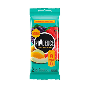 Preservativo Prudence Cores e Sabores Mix 8 Unidades