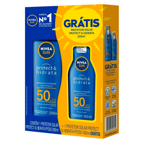 Kit Protetor Solar Nivea Sun Protect & Hidrata FPS50 200ml + Protetor Solar Nivea Sun Protect & Hidrata FPS50 100ml