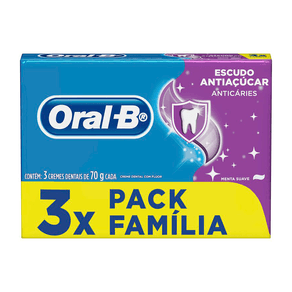 Creme Dental Oral-B Escudo Antiaçúcar Anticáries 70g 3 Unidades