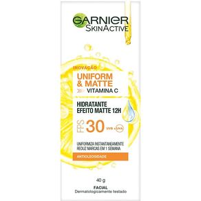 Hidratante Facial Uniform & Matte Garnier SkinActive FPS30 40g