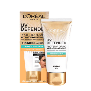 Protetor Solar Facial L'Oréal Paris Antioleosidade UV Defender FPS60 Cor Média 40g