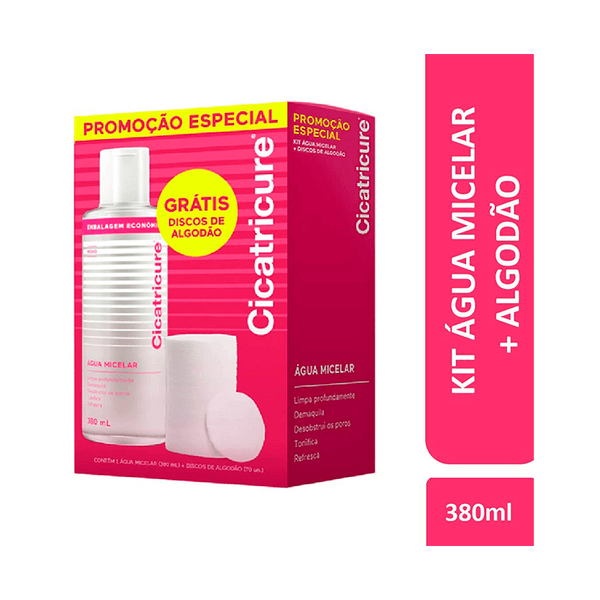 Kit Cicaticure Água Micelar Cicatricure 380ml + Disco de Algodão