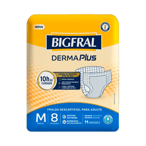 Fralda Descartável Bigfral Derma Plus M 8 Unidades