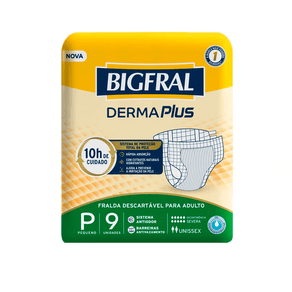 Fralda Descartável Bigfral Derma Plus P 9 Unidades