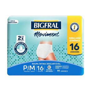 Roupa íntima Descartável Bigfral Moviment P/M 16 Unidades