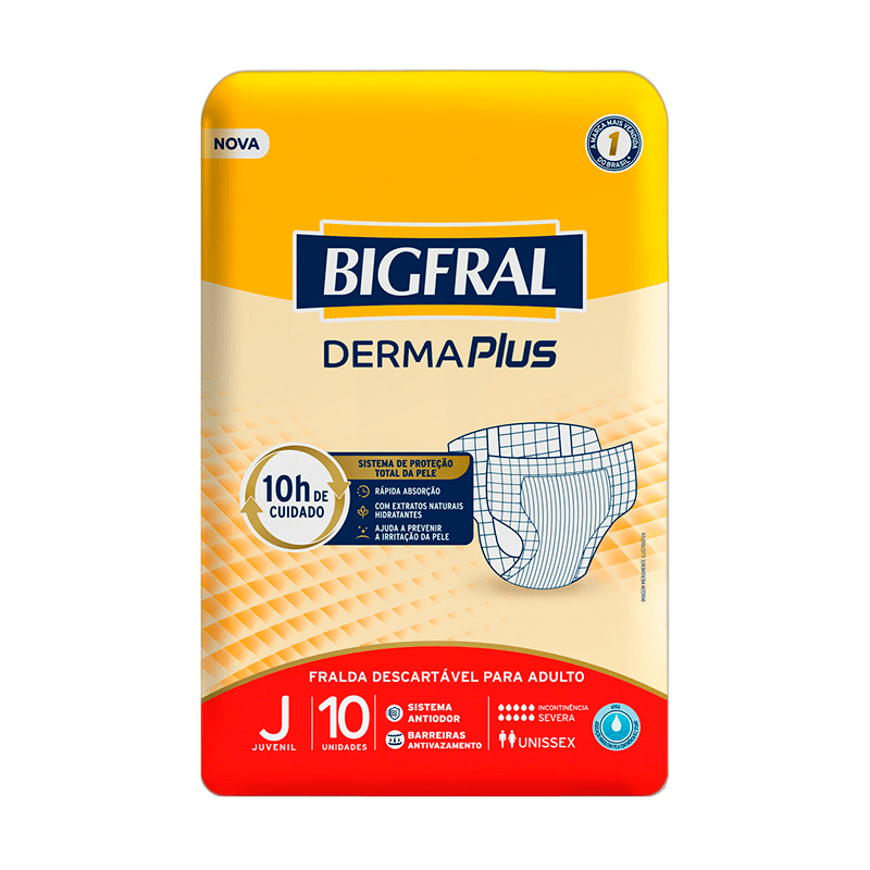 Fralda Descartável Bigfral Derma Plus J 10 Unidades