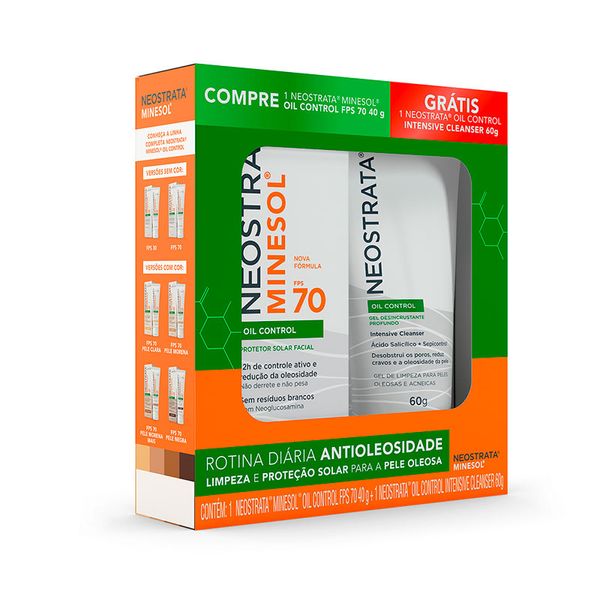 Protetor Solar NeoStrata Minesol Oil Control Sem Cor FPS70 40g + Gel de Limpeza Oil Control Com 60g