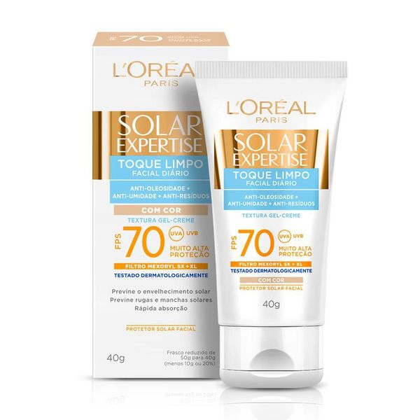 Protetor Solar Facial L'Oréal Paris Solar Expertise Toque Limpo Com Cor FPS 70 40g