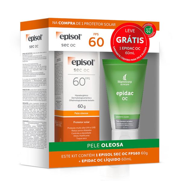 Kit Protetor Solar Episol Fps60 60g+ Sabonete Líquido Facial Epidac Oc 60ml