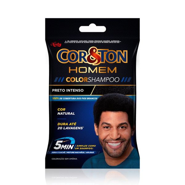 Shampoo Color Tonalizante Niely Cor&Ton Homem Preto Intenso