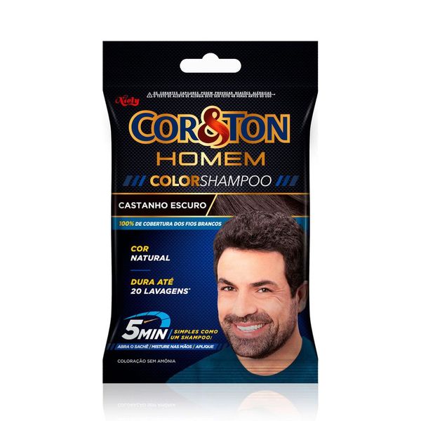 Shampoo Color Tonalizante Niely Cor&Ton Homem Castanho Escuro