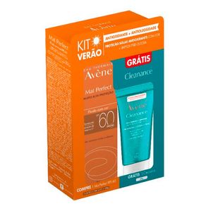 Kit Protetor Solar Facial Avène Mat Perfect com Cor FPS60 40g + Gel De Limpeza Avène Cleanance Gel 60ml