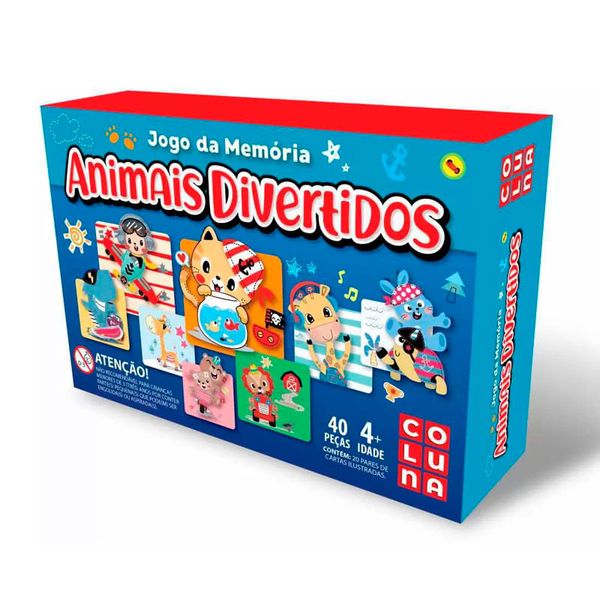 Jogo da Memória Coluna Animais Divertidos 40 Peças
