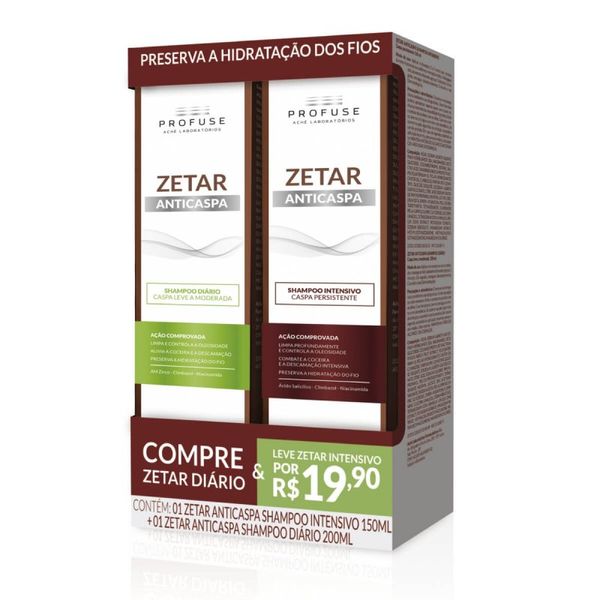 Kit Shampoo Anticaspa Profuse Zetar Diário 200ml + Shampoo Anticaspa Profuse Zetar Intensivo 150ml