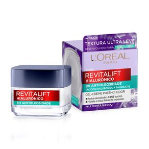 Gel Creme Hidratante Facial Antioleosidade L'Oréal Paris Revitalift Hialurônico 49g