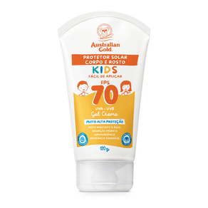 Protetor Solar Corpo e Rosto Australian Gold Kids FPS70 Gel Creme 120g