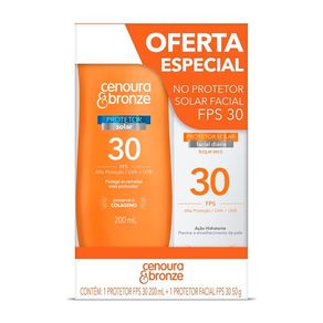 Kit Protetor Solar Corporal Cenoura & Bronze FPS30 200ml + Protetor Solar Facial Cenoura & Bronze FPS30 50g