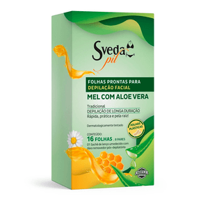 Folhas Prontas Para Depilação Facial Sveda Pil Mel Com Aloe Vera 16 Folhas