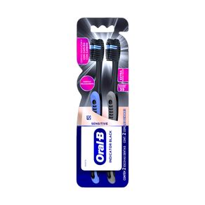 Escova Dental Oral-B Indicador Black com Carvão 2 Unidades