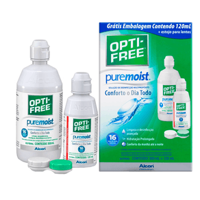 Kit Opti-free Puremoist Solução Desinfetante Multiuso 420ml + Estojo Para Lentes