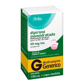 Dipirona Monoidratada 50mg/ml Medley Solução Oral Sabor Framboesa 100ml + Copo Medidor