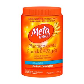 Metamucil 0,492g/g em Pó Sem Açúcar Sabor Laranja 174g